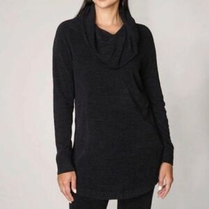 Barefoot Dreams CozyChic Ultra Lite Black Cowl Neck Sweater Large